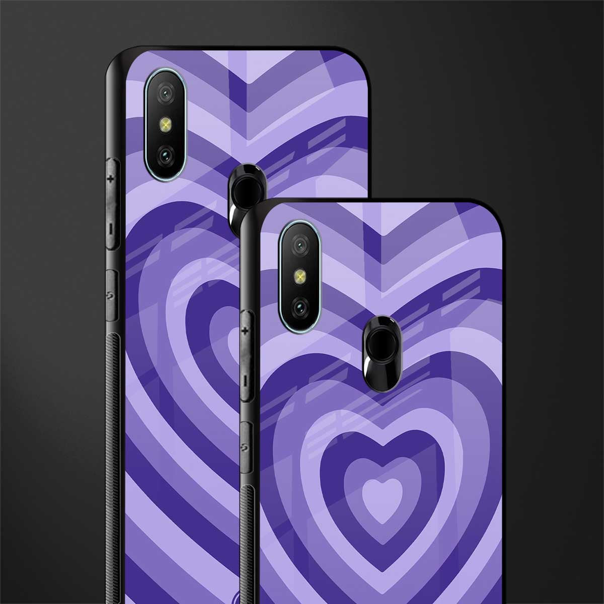 y2k purple hearts aesthetic glass case for redmi 6 pro image-2