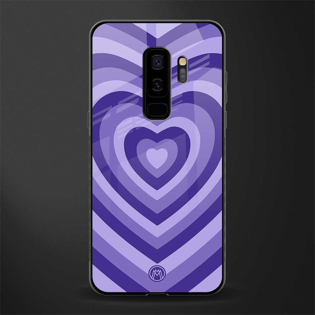 y2k purple hearts aesthetic glass case for samsung galaxy s9 plus image