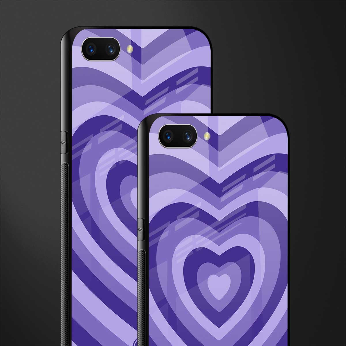 y2k purple hearts aesthetic glass case for oppo a3s image-2