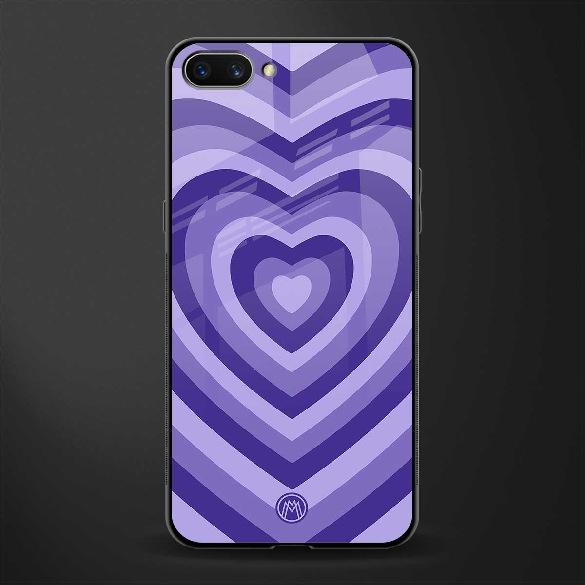 y2k purple hearts aesthetic glass case for oppo a3s image