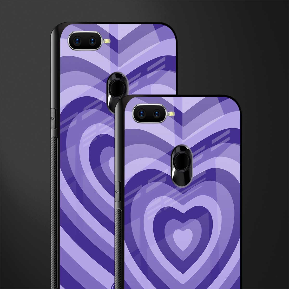 y2k purple hearts aesthetic glass case for oppo a7 image-2