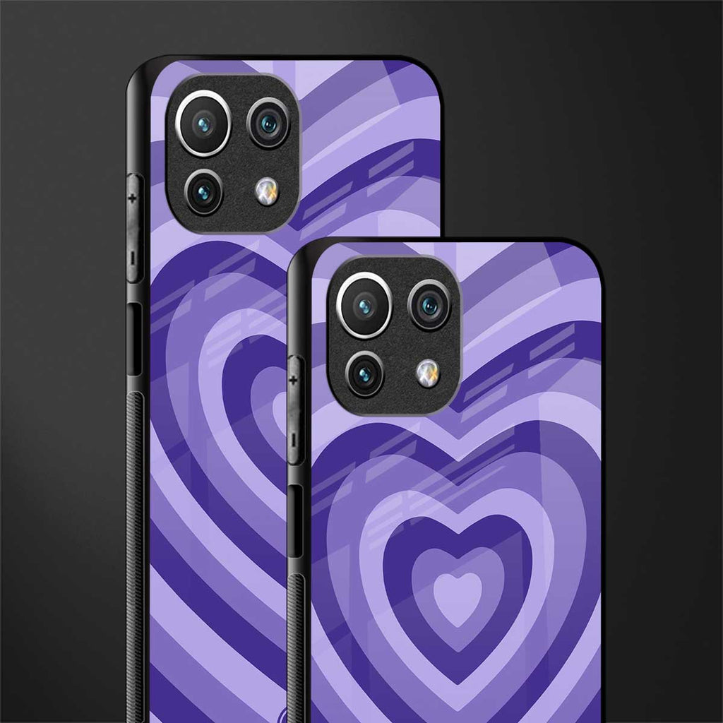 y2k purple hearts aesthetic glass case for mi 11 lite image-2