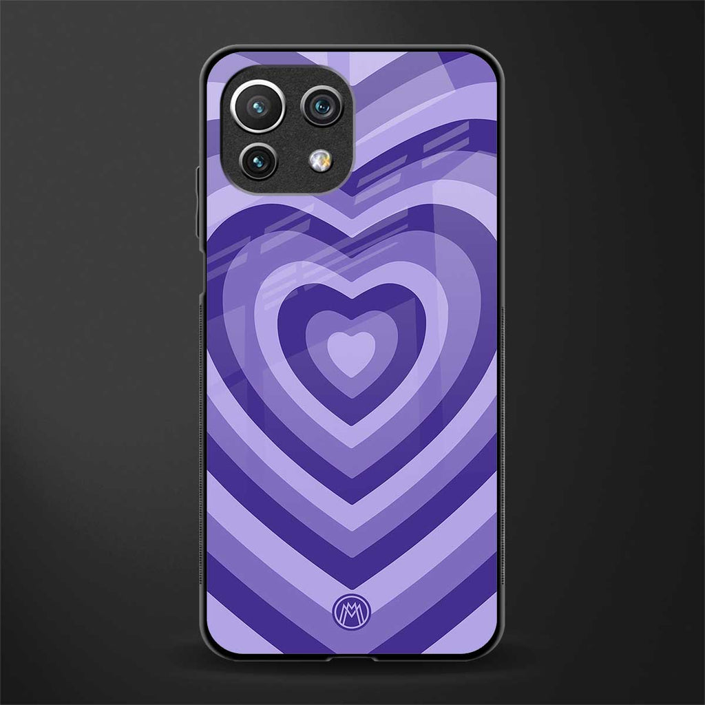 y2k purple hearts aesthetic glass case for mi 11 lite image