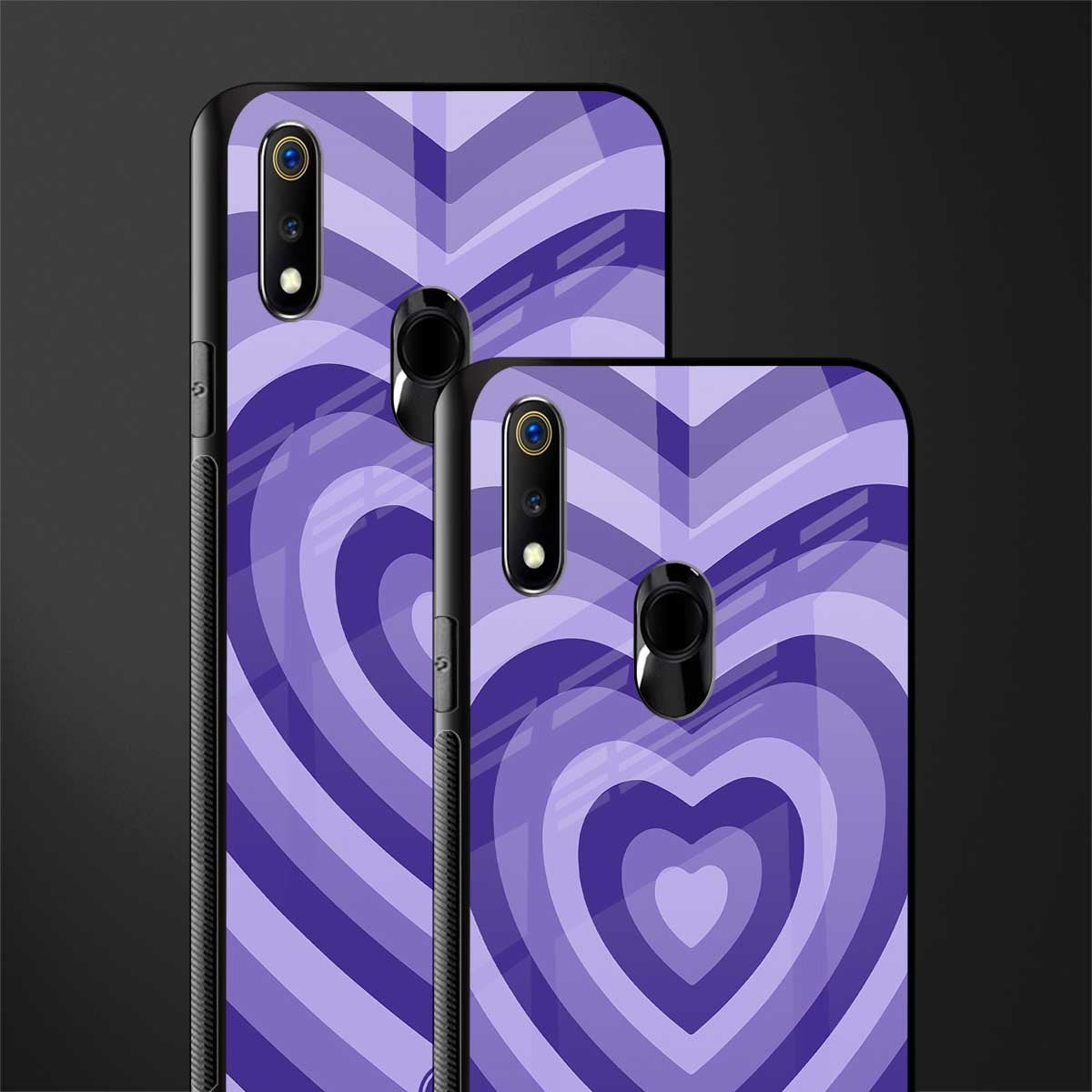 y2k purple hearts aesthetic glass case for realme 3 pro image-2