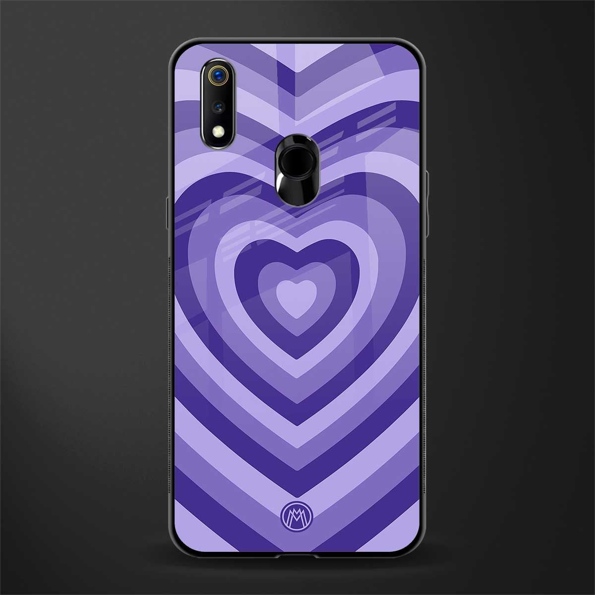 y2k purple hearts aesthetic glass case for realme 3 pro image