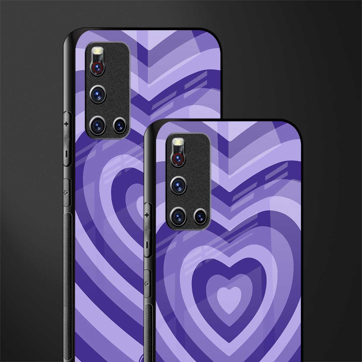 y2k purple hearts aesthetic glass case for vivo v19 image-2
