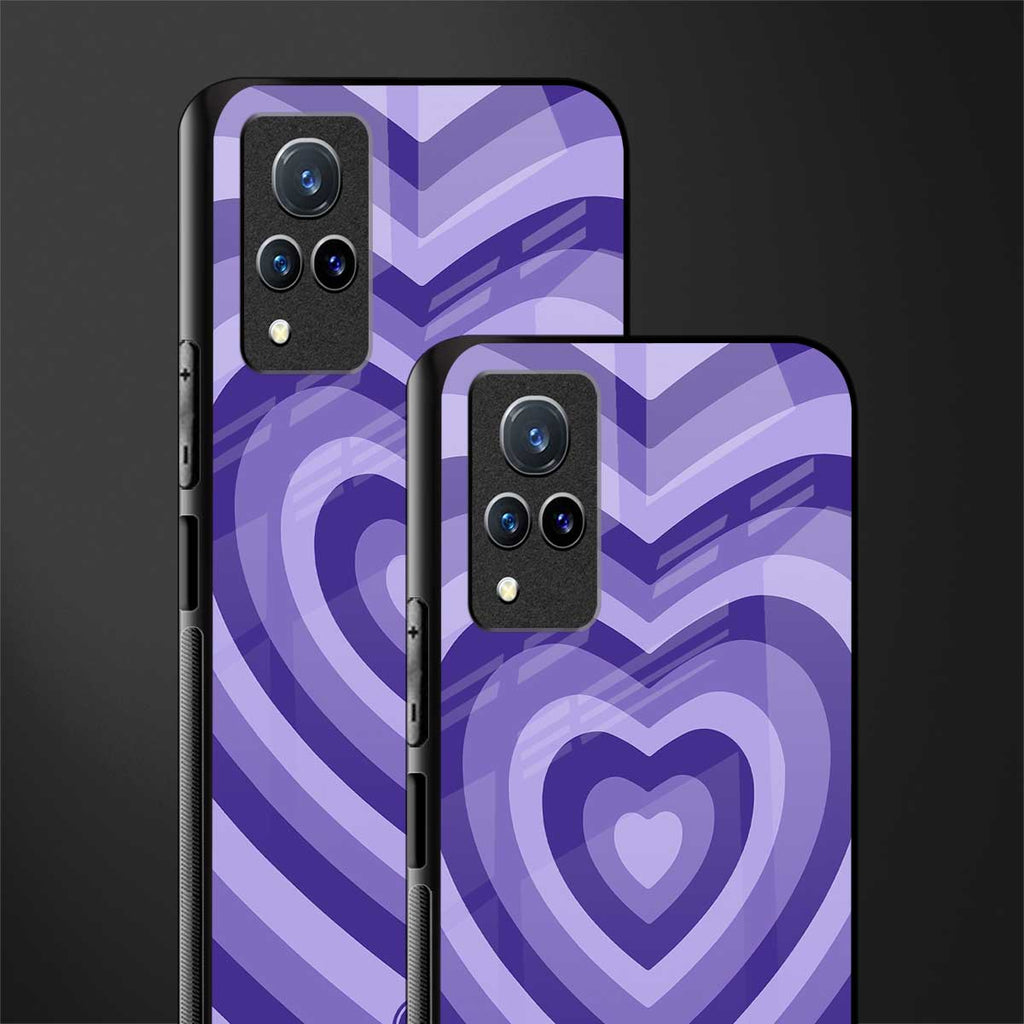 y2k purple hearts aesthetic glass case for vivo v21 5g image-2