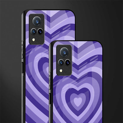 y2k purple hearts aesthetic glass case for vivo v21 5g image-2