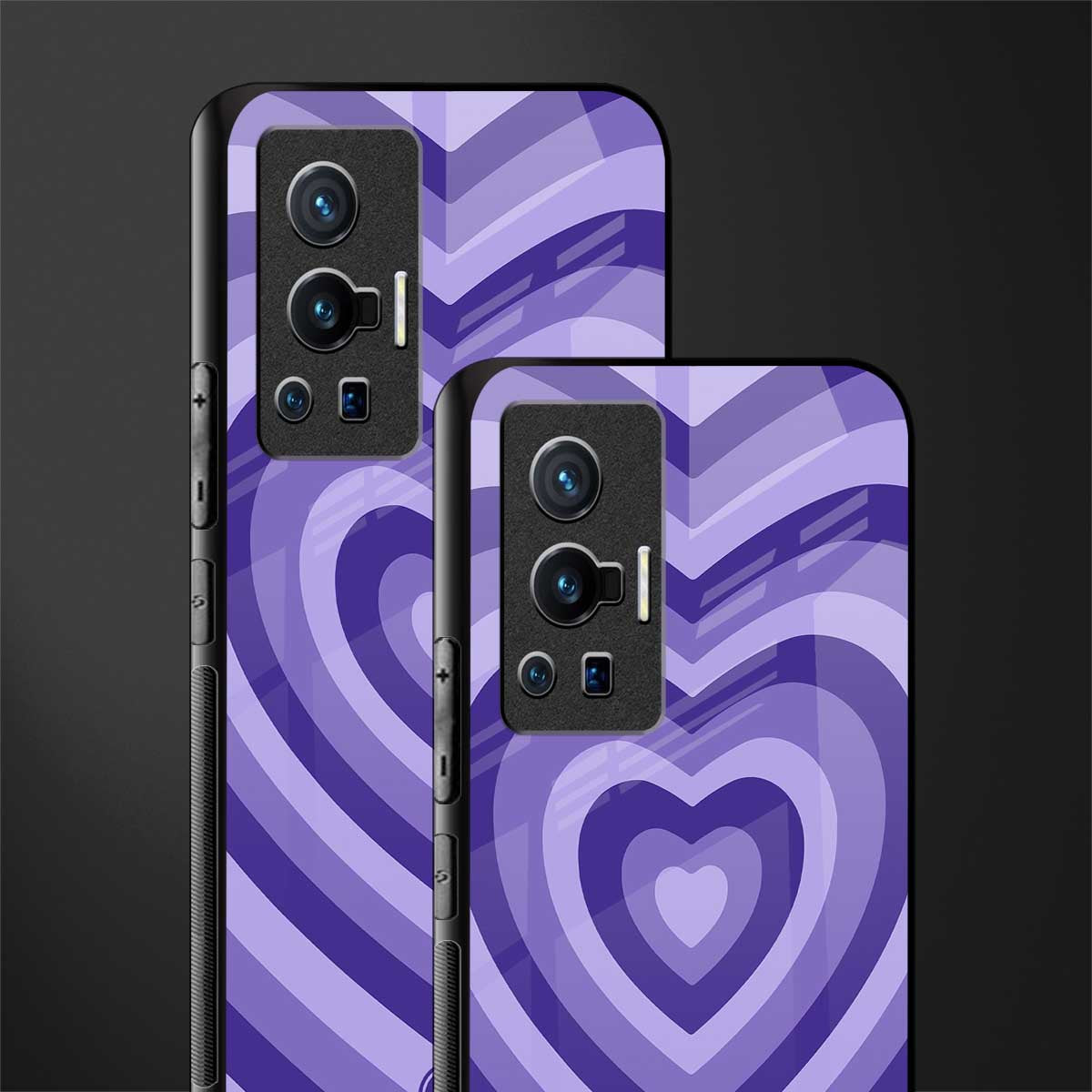 y2k purple hearts aesthetic glass case for vivo x70 pro image-2