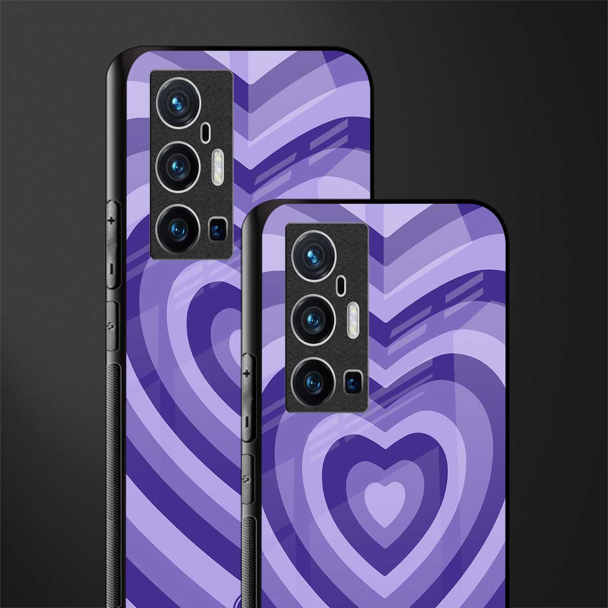 y2k purple hearts aesthetic glass case for vivo x70 pro plus image-2