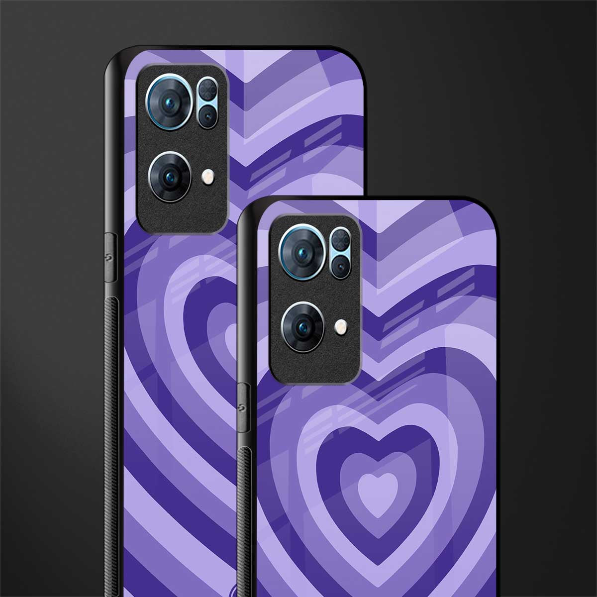 y2k purple hearts aesthetic glass case for oppo reno7 pro 5g image-2