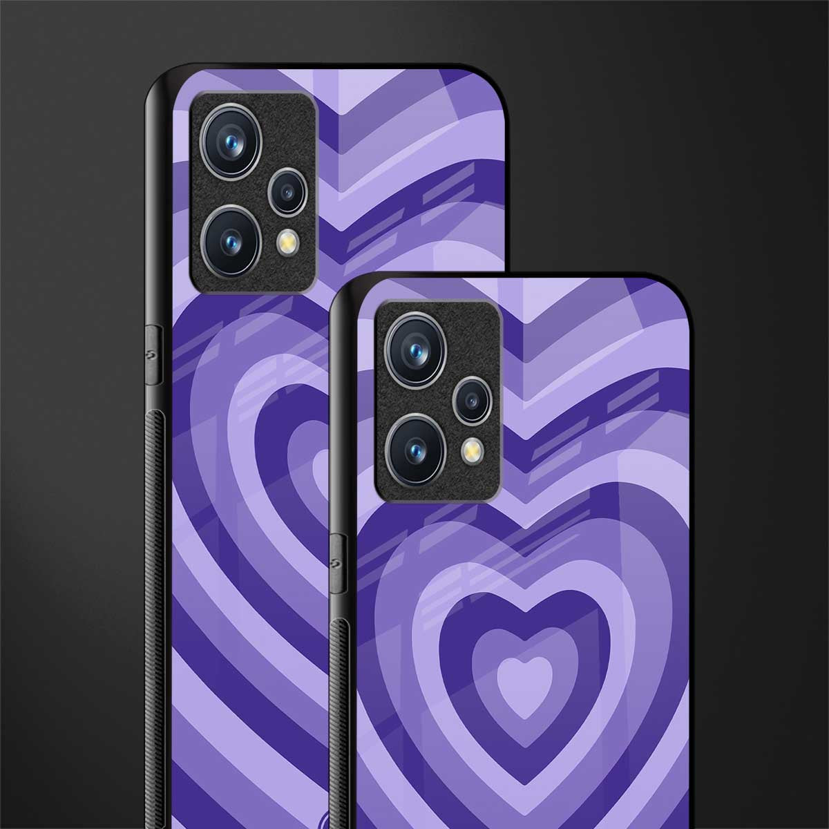 y2k purple hearts aesthetic glass case for realme 9 pro plus 5g image-2