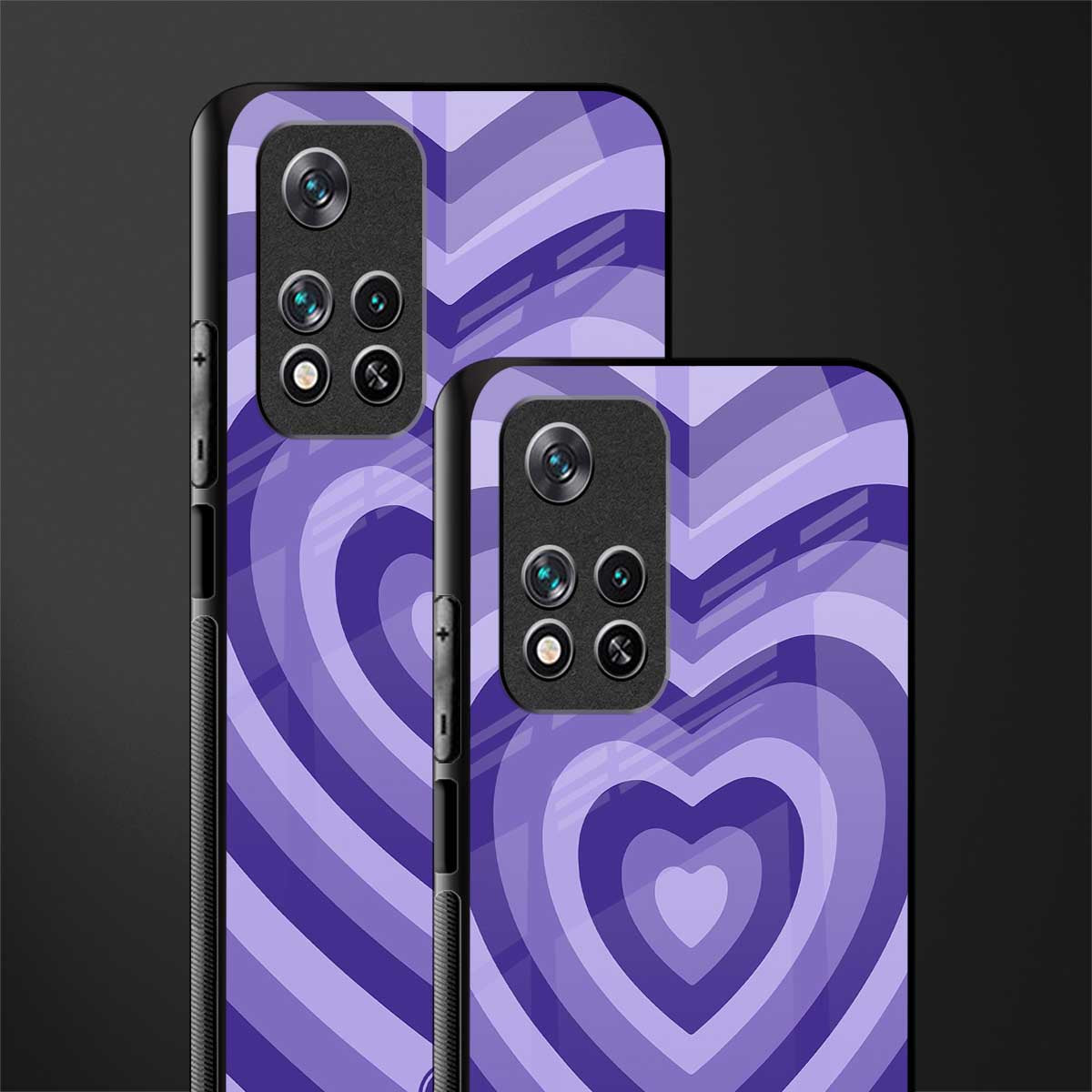 y2k purple hearts aesthetic glass case for poco m4 pro 5g image-2