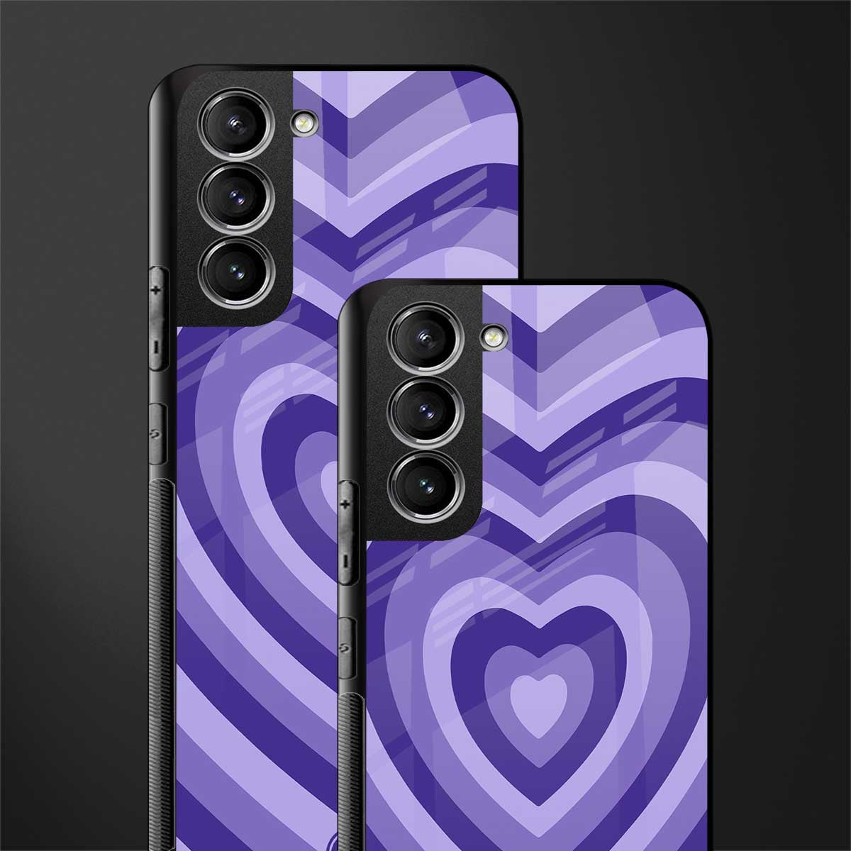 y2k purple hearts aesthetic glass case for samsung galaxy s21 plus image-2