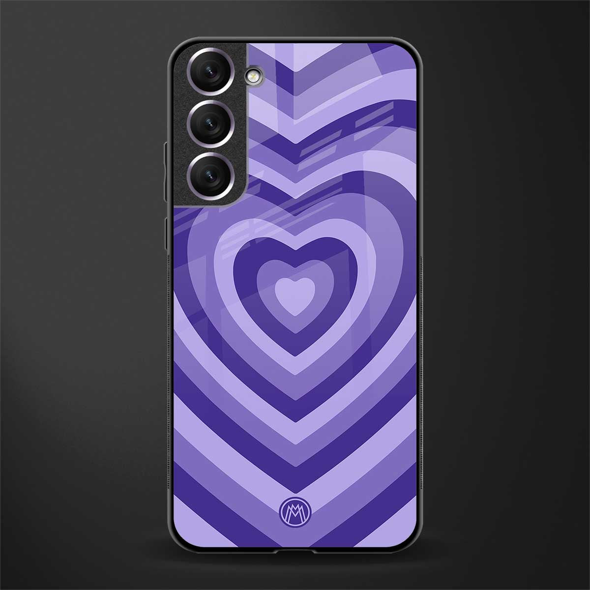 y2k purple hearts aesthetic glass case for samsung galaxy s21 plus image