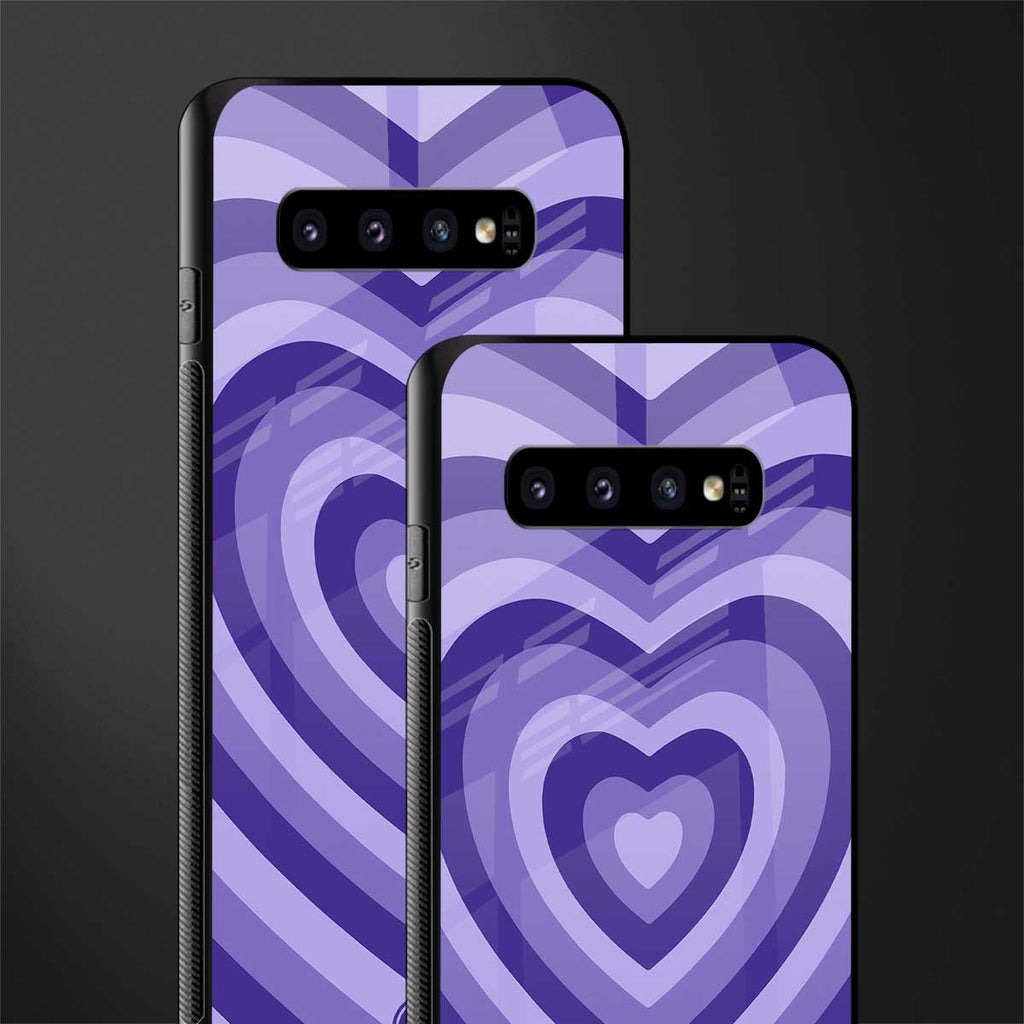 y2k purple hearts aesthetic glass case for samsung galaxy s10 image-2