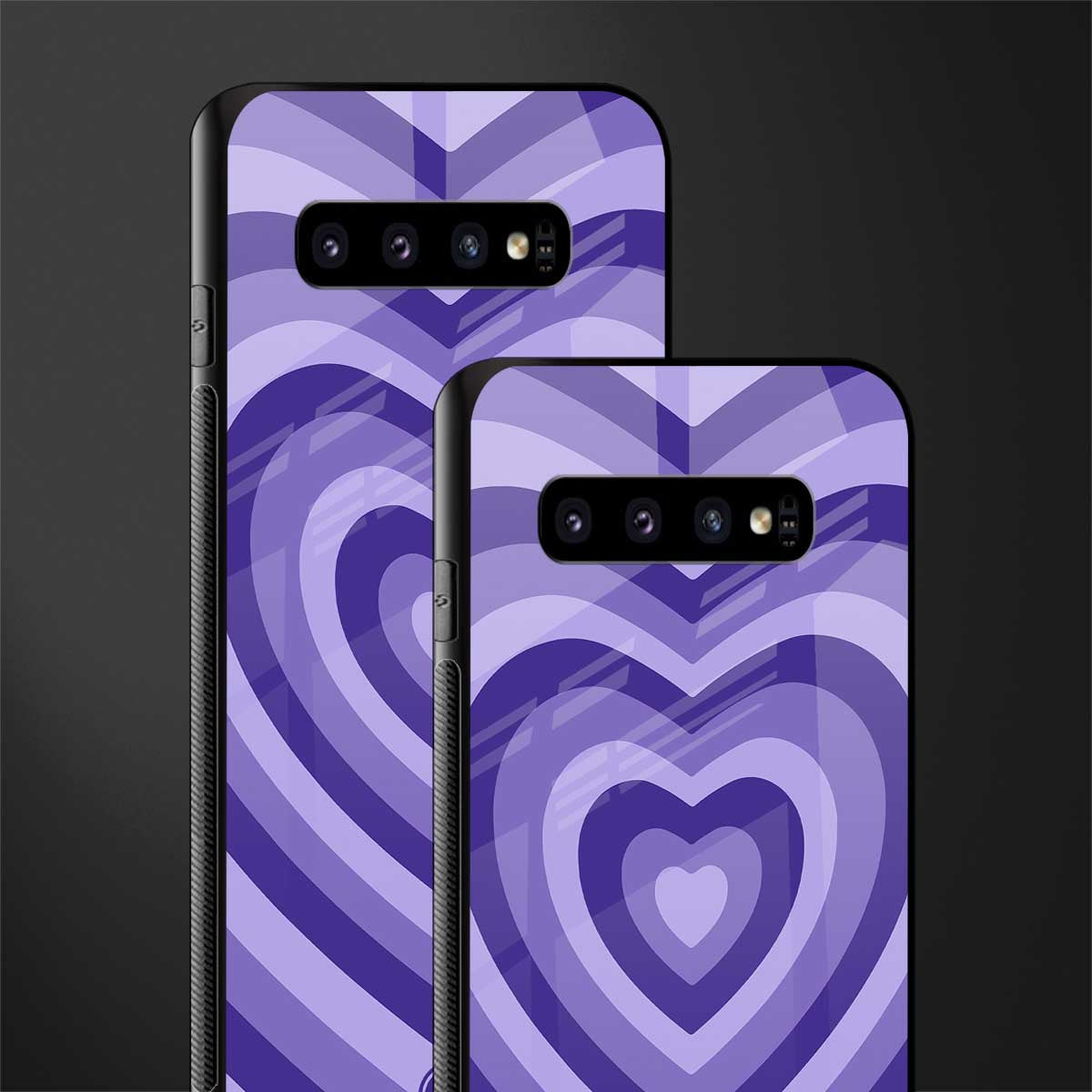 y2k purple hearts aesthetic glass case for samsung galaxy s10 image-2