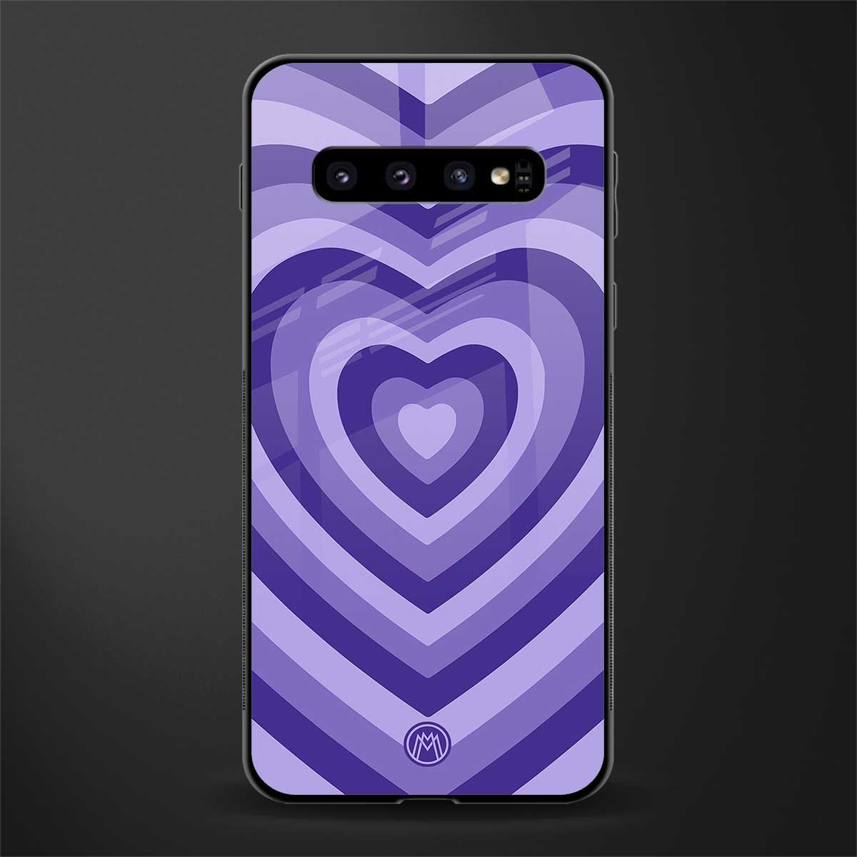y2k purple hearts aesthetic glass case for samsung galaxy s10 image