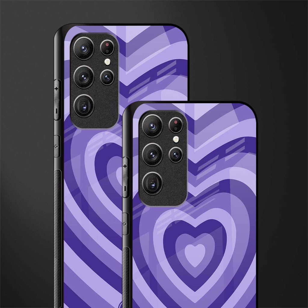 y2k purple hearts aesthetic glass case for samsung galaxy s22 ultra 5g image-2