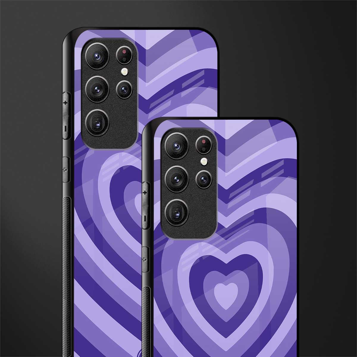 y2k purple hearts aesthetic glass case for samsung galaxy s22 ultra 5g image-2