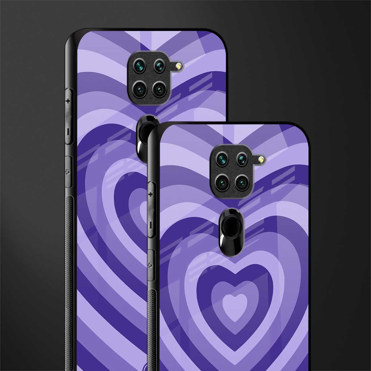 y2k purple hearts aesthetic glass case for redmi note 9 image-2