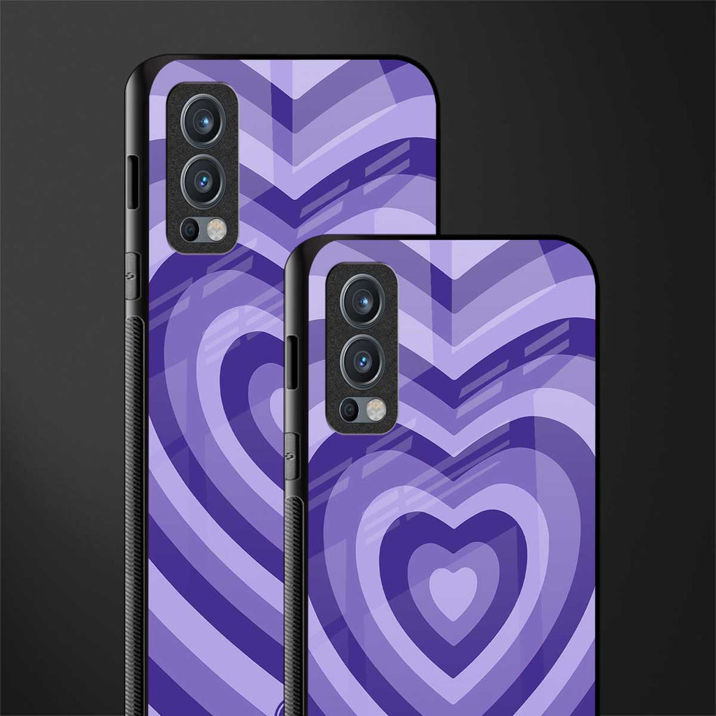 y2k purple hearts aesthetic glass case for oneplus nord 2 5g image-2