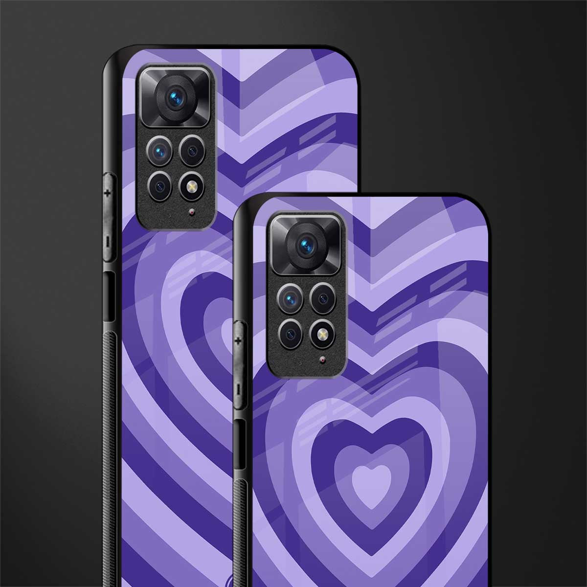 y2k purple hearts aesthetic glass case for redmi note 11s image-2