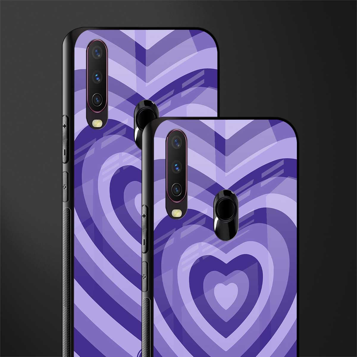 y2k purple hearts aesthetic glass case for vivo y15 image-2