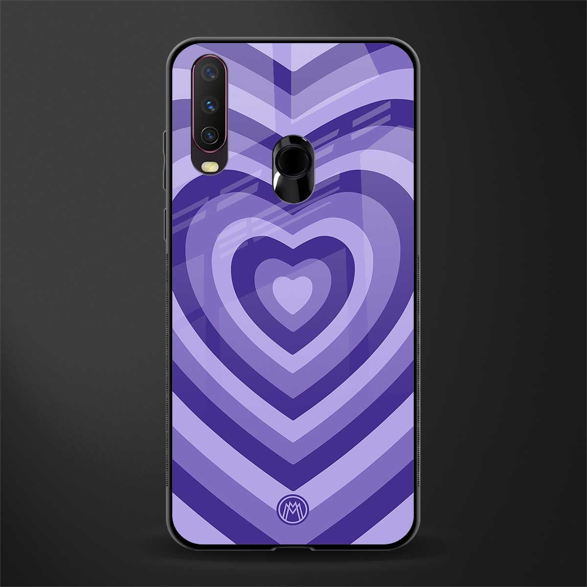 y2k purple hearts aesthetic glass case for vivo y12 image
