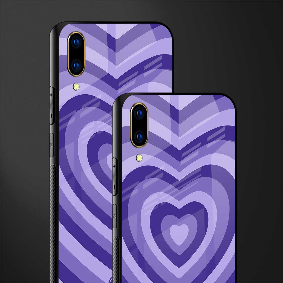 y2k purple hearts aesthetic glass case for vivo v11 pro image-2