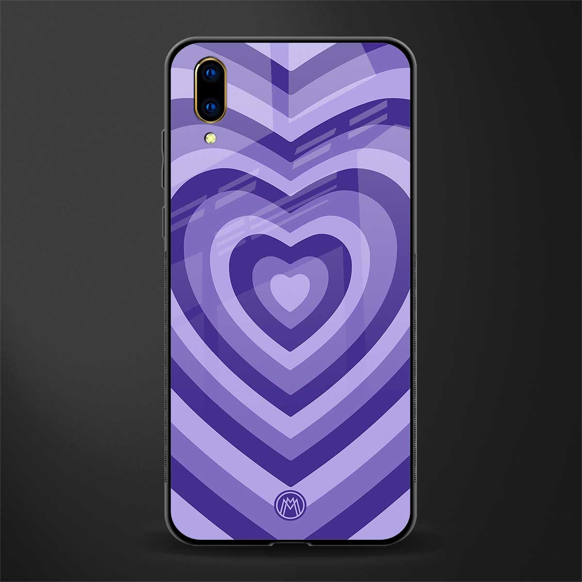y2k purple hearts aesthetic glass case for vivo v11 pro image
