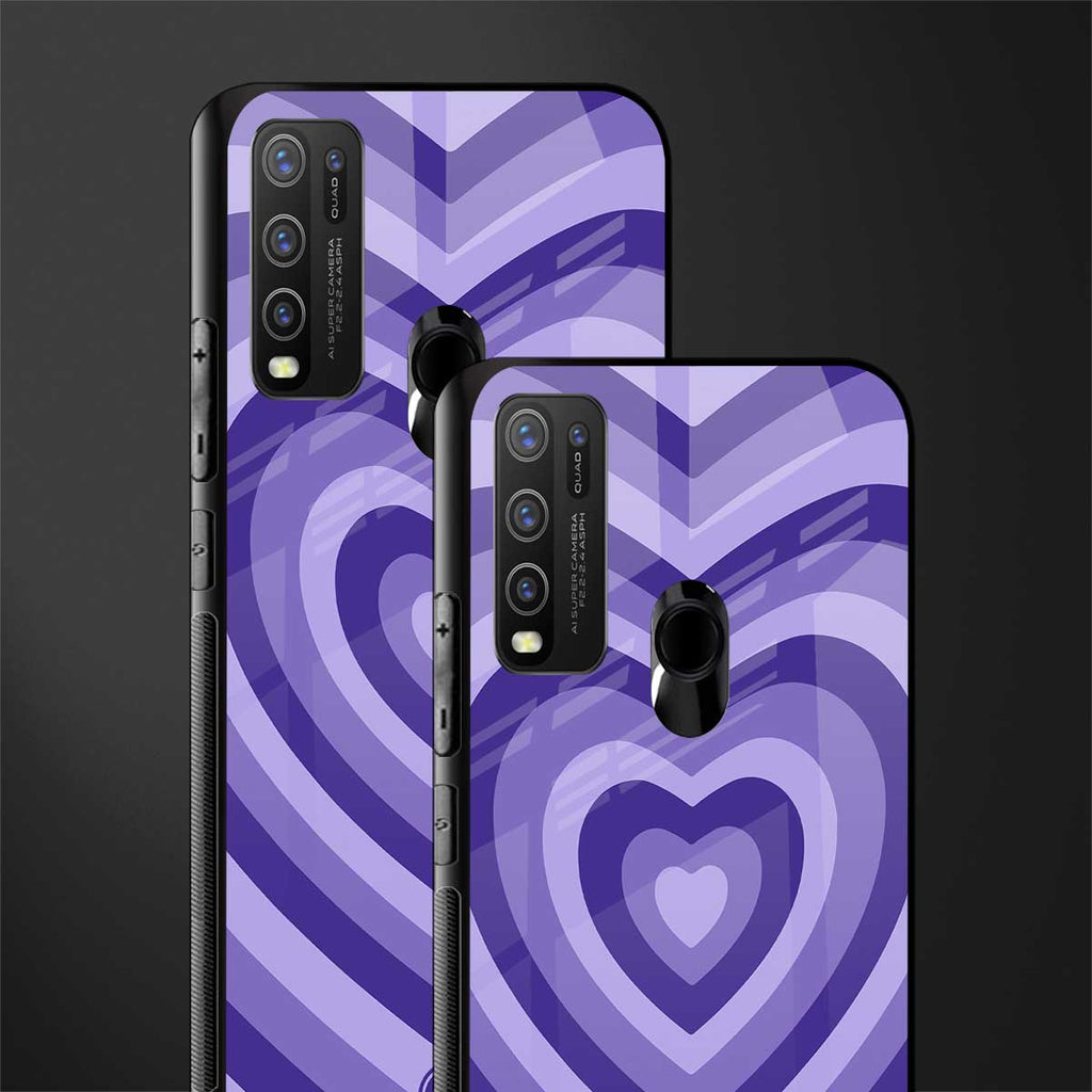 y2k purple hearts aesthetic glass case for vivo y50 image-2