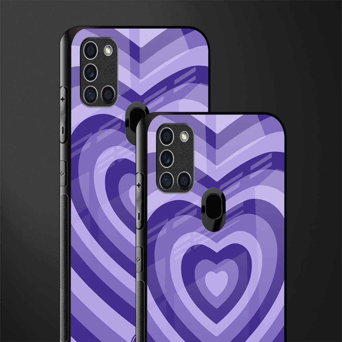 y2k purple hearts aesthetic glass case for samsung galaxy a21s image-2
