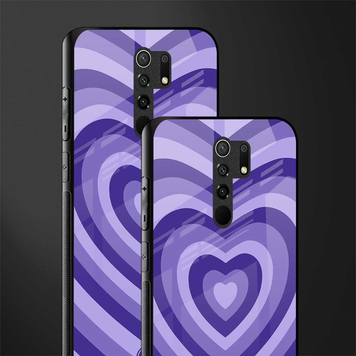 y2k purple hearts aesthetic glass case for redmi 9 prime image-2