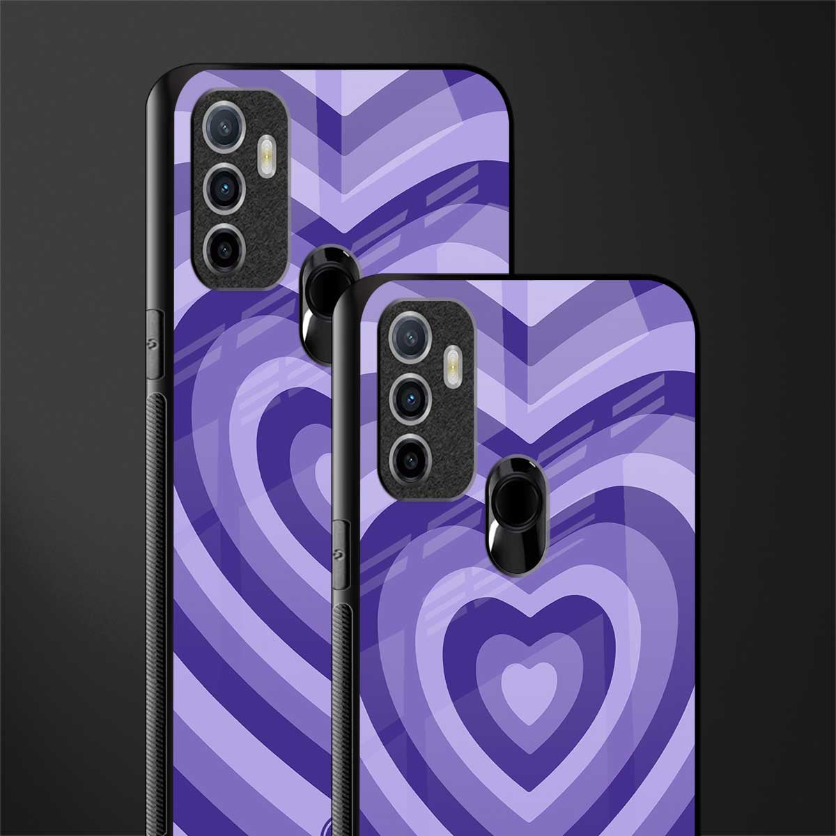y2k purple hearts aesthetic glass case for oppo a53 image-2