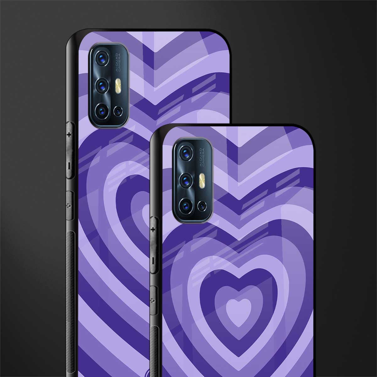 y2k purple hearts aesthetic glass case for vivo v17 image-2