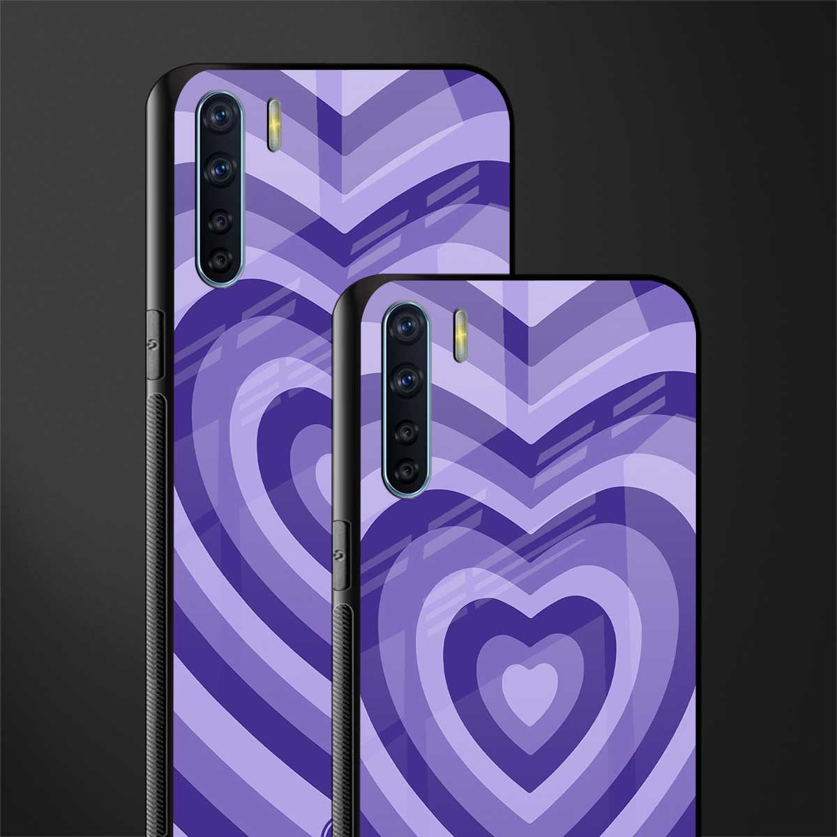 y2k purple hearts aesthetic glass case for oppo f15 image-2