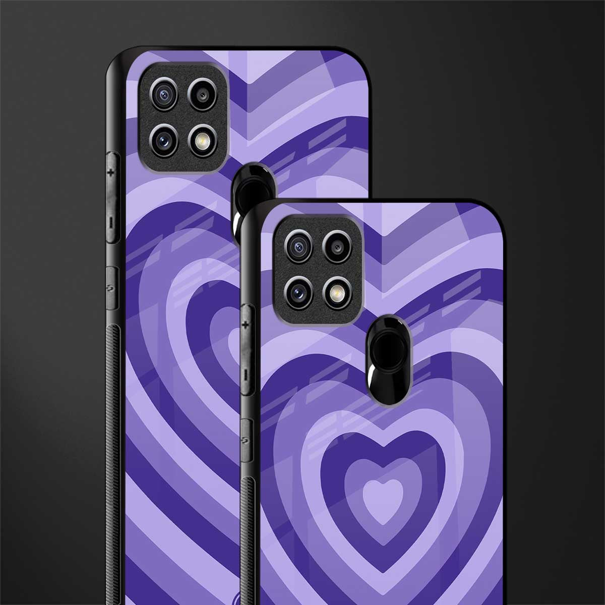 y2k purple hearts aesthetic glass case for oppo a15s image-2
