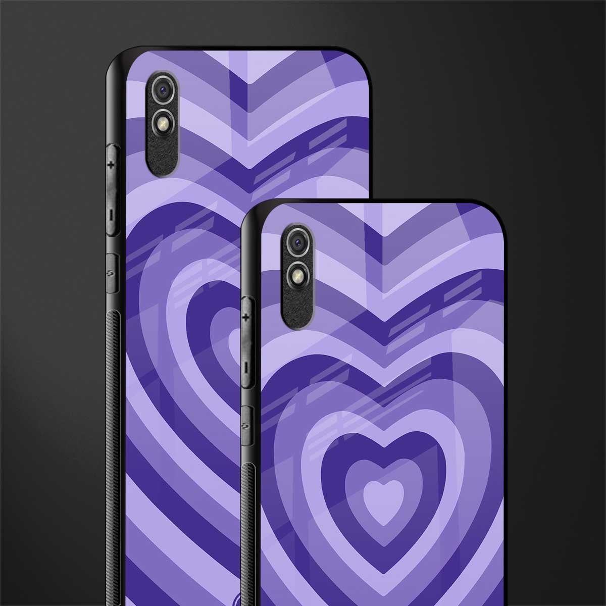 y2k purple hearts aesthetic glass case for redmi 9a image-2
