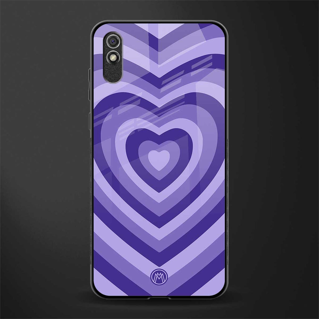 y2k purple hearts aesthetic glass case for redmi 9a image