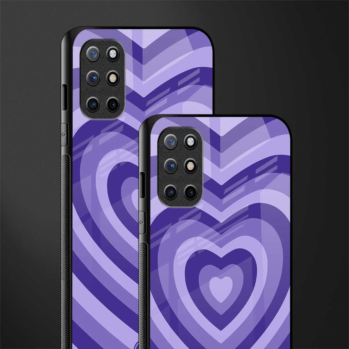 y2k purple hearts aesthetic glass case for oneplus 8t image-2