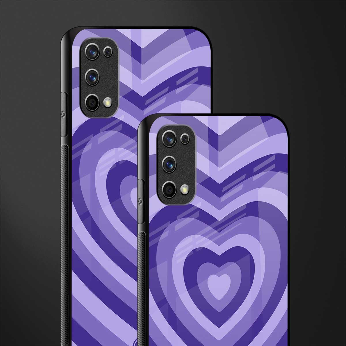 y2k purple hearts aesthetic glass case for realme 7 pro image-2