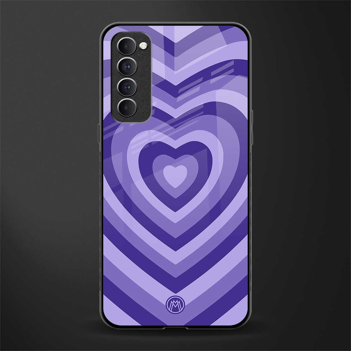 y2k purple hearts aesthetic glass case for oppo reno 4 pro image