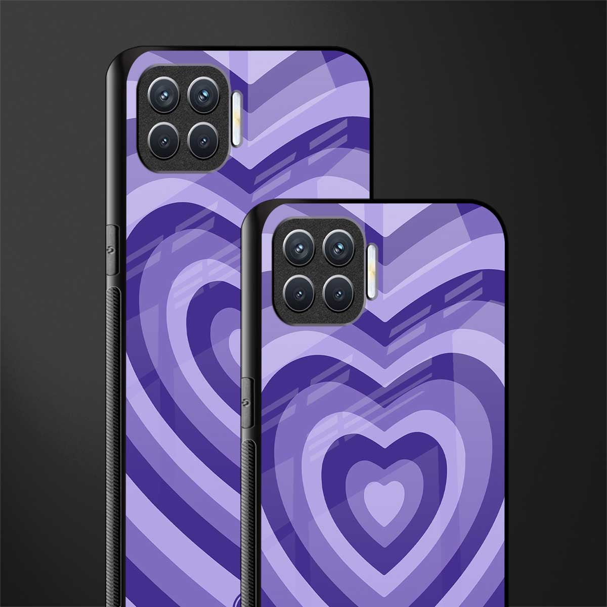 y2k purple hearts aesthetic glass case for oppo f17 image-2