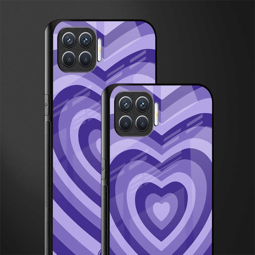 y2k purple hearts aesthetic glass case for oppo f17 pro image-2
