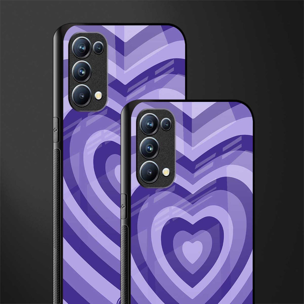y2k purple hearts aesthetic glass case for oppo reno 5 pro image-2