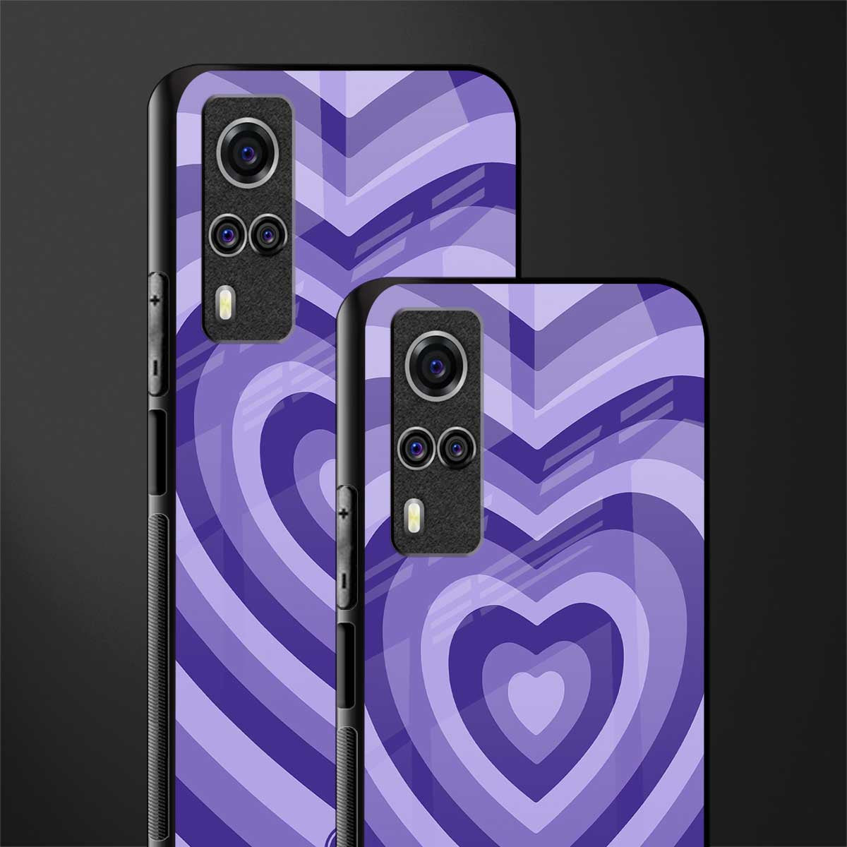 y2k purple hearts aesthetic glass case for vivo y51a image-2