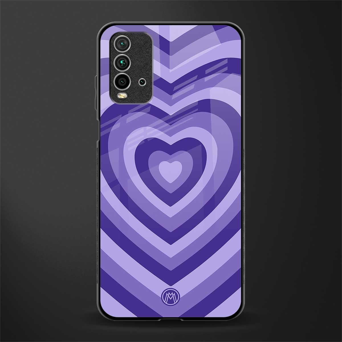 y2k purple hearts aesthetic glass case for redmi 9 power image