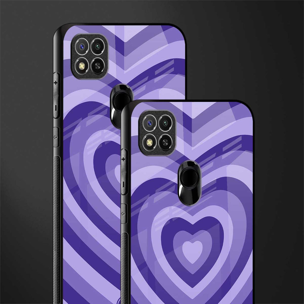 y2k purple hearts aesthetic glass case for redmi 9c image-2