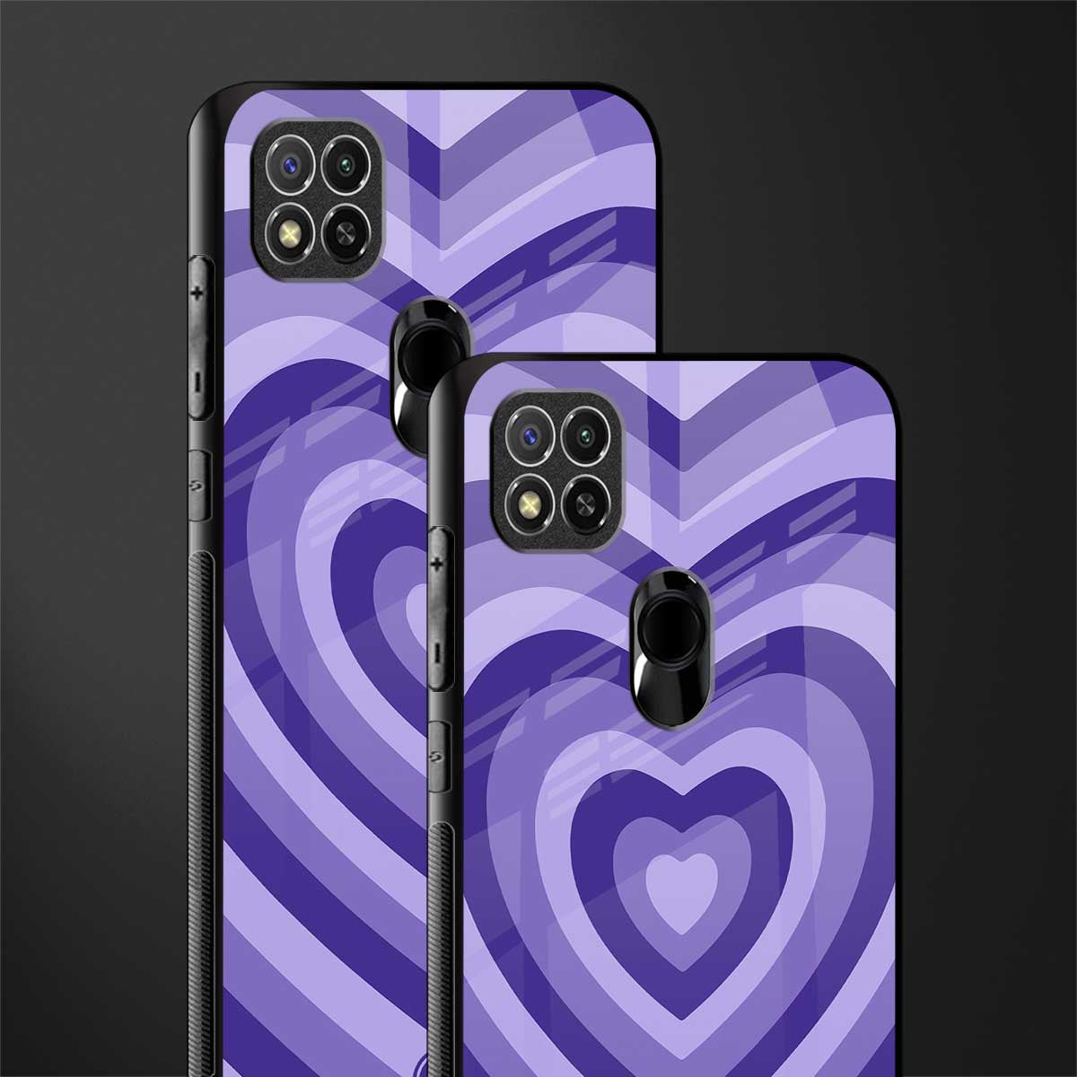 y2k purple hearts aesthetic glass case for redmi 9c image-2